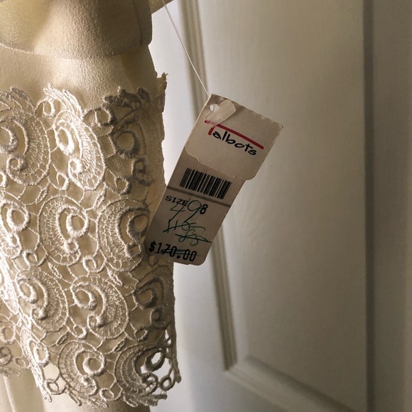 Talbots “fancy” cream knee length bi-level dress 8 - Picture 3 of 3